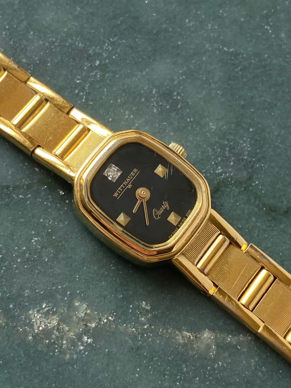 Wittnauer Gold-Tone Women's Quartz Watch - Black Dial